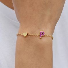 New 18k Gold Plated Letter Heart Charm Initial Letter Bracelet - P Bundle And Save! Bundle Your Items And Receive A Discount + Save On Shipping! Letter Bracelet, Initial Letter, Initial Letters, Heart Charm, Womens Jewelry Bracelets, Initials, 18k Gold, Gold Plate, Plating