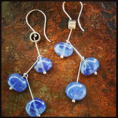 "Stone Step Pivot Earrings" Sterling and Tanzanite. 82.00  2 1/4" length. Interested? email info@shopworkshop.com Stone Step, Sterling Earrings, Pendant Necklace, Stone, Pendant