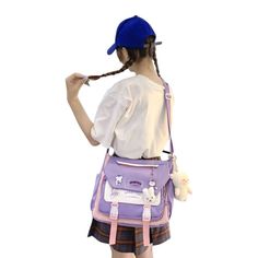 This cute korean messenger bag will appeal to all women who are looking for an original bag to carry all their daily stuff with them. With its original and fun design in the colors of K-pop, discover this beautiful shoulder bag in tribute to Korean culture. Discover this beautiful cute korean messenger bag If you're looking for a medium messenger bag to store all the things you care about, you'll love this cute korean messenger bag. Available in blue and pink, lavender and black and white, this Kawaii Tote Shoulder Bag For School, Kawaii School Tote Shoulder Bag, Kawaii Style School Tote Shoulder Bag, Harajuku Style Shoulder Bag For Daily Use, Harajuku Style Purple Backpack For Daily Use, Harajuku Style Tote Shoulder Bag With Adjustable Strap, Harajuku Style Purple Backpack For Everyday, Harajuku Style Crossbody Shoulder Bag, Cute School Shoulder Bag