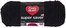 the red heart super saver yarn is black and has a large heart on it