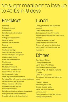 Day 1 - The change begins
Day 3 - Metabolism speed increases
Day 7 - Better mood, improved sleep
Day 14 - Less stress, more confident
Day 20 - Deal with food craving
Day 28 - See visible results in 4 weeks! No Sugar Meal Plan, Cauliflower Frittata, Baked Omelette, Best Keto Pancakes, Dinners Under 500 Calories, Mushroom Salad, Watercress Salad, Shrimp Fried Rice, Coconut Soup