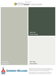 the color scheme for sherylin williams's paint swatches, including gray and green