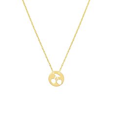 14K Gold Negative Space Cherry Mini Disk Adjustable Necklace - Yellow Gold, 18" Length, Spring Ring Savor the sweetness of style with our 14K Yellow Gold Cutout Cherry Mini Disk Adjustable Necklace. This delightful piece features an intricately crafted cutout cherry design on a mini disk pendant, suspended elegantly from an 18-inch yellow gold chain. The necklace boasts an adjustable length for versatility, allowing you to customize your look effortlessly. Capture the charm of cherries and eleva Anniversary Yellow Gold Charm Necklaces, Mother's Day Yellow Gold Birthstone Necklace For Birthday, Mother's Day Birthday Yellow Gold Birthstone Necklace, Yellow Gold Jewelry With Hallmark For Birthday, May Birthstone Yellow Gold Charm Necklace For Birthday, 14k Gold Jewelry For Birthday, Tarnish Resistant Necklace For Anniversary With May Birthstone, Tarnish Resistant Necklace For Anniversary, May Birthstone, Yellow Gold Jewelry For Birthday With May Birthstone