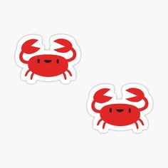 two red crabs stickers on a white background, one with eyes closed and the other with