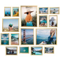 a collage of photos with the golden gate bridge in the background