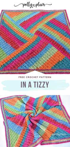 a crocheted blanket with the text, free crochet pattern in a tizzy