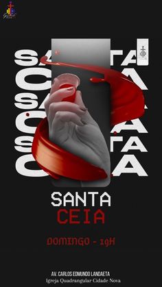 the poster for santa ceia featuring an image of a hand holding a red object