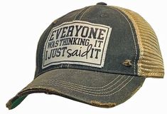 trucker hat Camping Hats, Funny Trucker Hat, Funny Hats, Cap Mens, Machine Embroidery Projects, Mesh Hat, Womens Baseball Cap, Vintage Life, Cute Hats