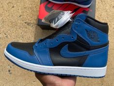 Air Jordan 1 High OG "Dark Marina Blue" Jordan 1 Royal, Vintage Basketball, Jordan 1 High Og, Marina Blue, Air Jordan Sneakers, Air Jordan 1 High, Jordan 1 High, Sneakers Online, Michael Jordan