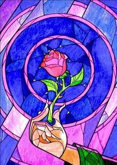 Diamond Painting | Diamond Painting - Pink Stained Glass | Diamond Painting Flowers flowers | FiguredArt Disney Stained Glass, L'art Du Vitrail, Foto Disney, Enchanted Rose, Fun Christmas Crafts, Art Disney, Arte Disney, Pinturas Disney, Disney Beauty And The Beast