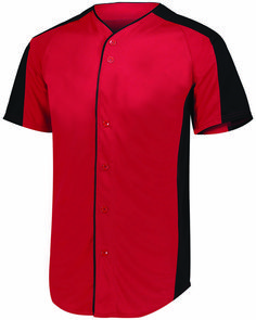 a baseball jersey that is red and black