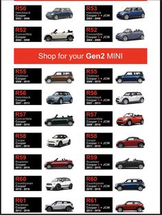 an advertisement for the new minivan range in red and black, with different colors