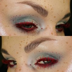 Palette Cheeryep x Freya86_ff  #makeup #makeupart #makeupoftheday #creative #grunge #grungemakeup #redmakeup #redmaskara Red Grey Nails Design, Silver Red Makeup, Red Mascara Looks, Hazel Eyes Makeup Looks, Colourful Makeup Looks Creative, Red Grunge Makeup, Makeup Grey Eyes, Red Fairy Makeup, Red And Silver Makeup