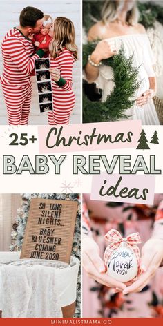 christmas baby reveal ideas with text overlay