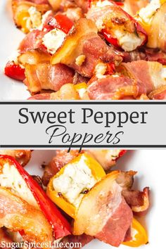 sweet pepper peppers on a white plate with text overlay