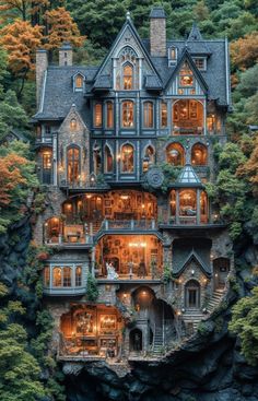 Victorian Gothic Cottage, Vintage House Aesthetic Exterior, Dark Fantasy House, Hippie House Exterior, Haunted House Exterior, Magical Entryway, Fantasy Home Interior, Elvish House, Gothic Mansion Exterior