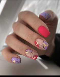 Nails 2023 August, Bohemian Nail Art, Blush Nails, Work Nails, Purple Nail, Nail Art Designs Videos, Short Acrylic Nails Designs, Nails 2023