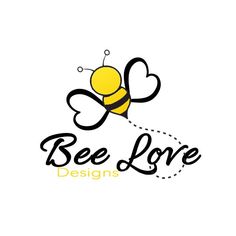 the bee love logo is designed with black and yellow lettering, which reads bees love designs