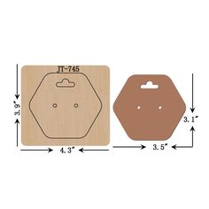 a wooden cutting board with an image of a hexagonal object on the side