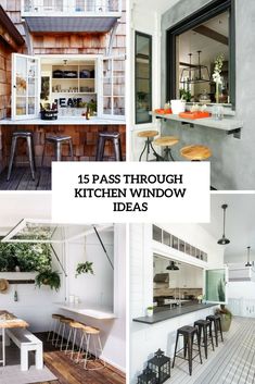 the inside of a kitchen with lots of windows