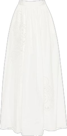 White Embroidered Maxi Skirt For Spring, White Floral Embroidered Full Skirt Dress, White Flared Skirt With Floral Embroidery, White Embroidered Full Skirt, Elegant White Embroidered Skirt, Luxury White Pleated Maxi Skirt, White Cotton Maxi Skirt With Gathered Detail, Luxury White Skirt With Floral Embroidery, White Midi Length Voluminous Maxi Skirt