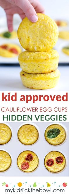 kid approved cauliflower egg cups with hidden veggies on top and in the middle