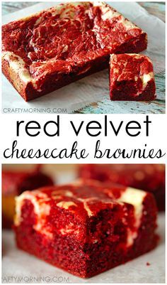 red velvet cheesecake brownies with white chocolate in the middle, and on top