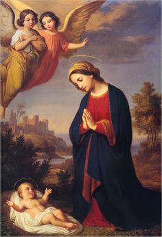 an image of the virgin mary and child jesus