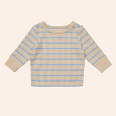 Striped Long Sleeve Top With Ribbed Neckline, Striped Ribbed Cotton Top, Striped Long Sleeve Sweater For Everyday, Everyday Striped Long Sleeve Sweater, Cozy Striped Ribbed Tops, Cozy Striped Crew Neck Top, Spring Striped Tops With Ribbed Cuffs, Cozy Striped Long Sleeve Top, Cotton Waffle Knit Tops For Loungewear