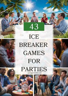 some people are sitting on the beach and having fun with ice breakers games for parties