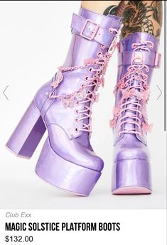 Butterfly Boots, Rave Shoes, Holographic Butterfly, Butterfly Chain, Goth Shoes, Kawaii Shoes, Purple Shoes, Stiletto Boots, Aesthetic Shoes