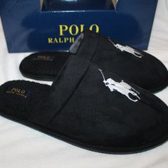 Slip Into Comfort With The Polo Ralph Lauren Slippers. Textile Upper Features Quilted Stitching And A Subtle Sewed On Logo Tag. Insole Constructed From Textile. Rubber Outsole. Slip On Styling New In Box Guaranteed Authentic