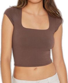 Fitted Brown Scoop Neck Top, Black Going Out Tops, Off The Shoulder Tee, Grey Quarter Zip, Brown Square, Baby Graphic Tees, Garage Tops, Small Crop Tops, Scoop Neck Top