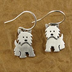 Westie earrings by StickManJewelry on Etsy. Silver Casting, Horse Earrings, Stick Man, Dog Earrings, Dog Jewelry, West Highland Terrier, West Highland White Terrier, Terrier Dog, Animal Jewelry