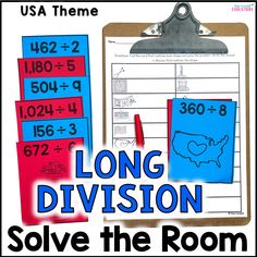 a clipboard with the words long division solve the room