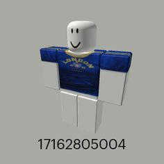 a white and blue box with a smiley face on it's chest, sitting in front of a gray background