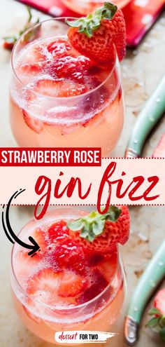 Strawberry Rose Gin Fizz Gin Fizz Recipe, Valley Kitchen, Gin Fizz Cocktail, Strawberry Gin, Fizz Cocktail, Strawberry Rose, Recipes With Few Ingredients, Iced Tea Recipes