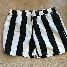 This Is A Listing Created For A Posh Show. Join A Posh Show To Learn More! Men’s Black-And-White Striped Bathing Suit Size Large Nwt 5” Inseam White Lined Bottoms For Summer, White Lined Summer Bottoms, Casual White Lined Swimwear, Striped Bathing Suit, 90s Ralph Lauren, Mens Bathing Suits, White Bathing Suit, Suit For Men, Pleated Jacket