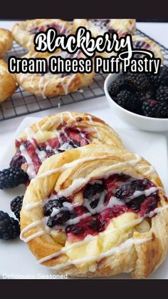 blackberry cream cheese puff pastry with berries on the side