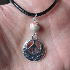 Peace Sign 19 NECKLACE Single REAL STONE Bead - Etsy Peace Sign Necklace, Hippie Peace, Sign Necklace, Hippie Girl, Single Bead, Snowflake Obsidian, Girl Jewelry, Real Stone, Simple Necklace