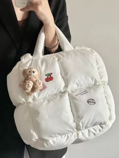 Cute Puffy Tote Bag Kawaii MK18576 Size：27CM×27CM×13CM Puffy Tote Bags, Puffy Bag, Cute Hand Bags, Puffy Design, Kawaii Store, Cute School Bags, Preppy Bags, Kawaii Bags