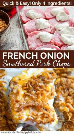 french onion smothered pork chops with text overlay