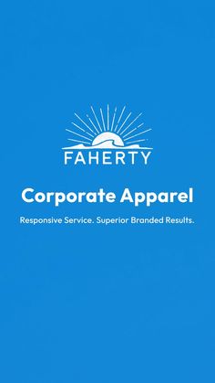 a blue sky with the words corporate apparel