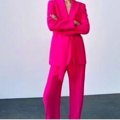 Zara Pant. Never Worn Spring Solid Color Ankle-length Pantsuit, Spring Ankle-length Pantsuit, Elegant High Waist Pink Pantsuit, Spring Office Pantsuit, Spring Office Pantsuit With Trousers, Spring Zara Trousers Pantsuit, Zara Spring Pantsuit, Zara Spring Pantsuit Trousers, Zara Pantsuit For Spring