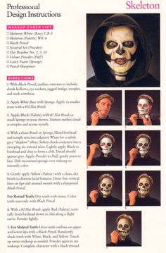 DIY Makeup instructions for Horror or Glamour Age Makeup, Old Age Makeup, Santa Suits, Skull Makeup