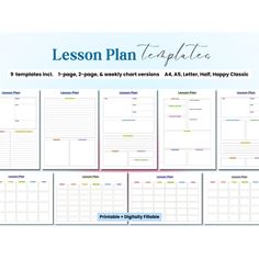 the lesson plan is displayed on top of a white background with blue and pink accents