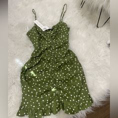 Zara Olive Green Polka Dots Linen Blend Dress Spring Polka Dot Mini Dress, Summer Polka Dot Mini Dress, Summer Polka Dot Ruched Dress, Summer Ruched Polka Dot Dresses, Casual Polka Dot Ruched Dress, Casual Ruched Polka Dot Dress, Spring Polka Dot Sundress, Polka Dot Ruffled Sundress Mini Dress, Polka Dot Sundress Mini Dress For Spring