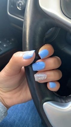 Almond Nails Pink, Gel Acrylic Nails, Blue Acrylic Nails, Short Coffin Nails, Summery Nails, Classy Acrylic Nails, Summer Acrylic Nails