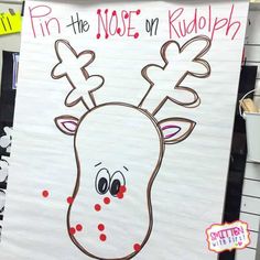 a sign with a reindeer drawn on it that says, i'm the nose on rudolph