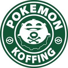 the logo for pokemon koffing, which is also in green and white colors